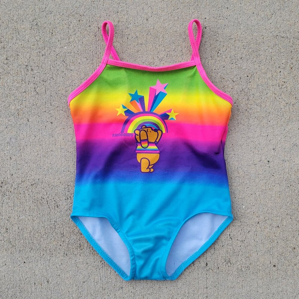 🛒 3/$20 Disney Winnie The Poo Rainbows Swimsuit Size 4T